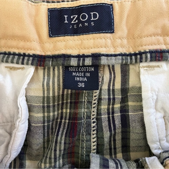 IZOD Plaid Cotton Shorts – Men’s Size 36 Casual Preppy Summer Checkered Shorts - Picture 10 of 10